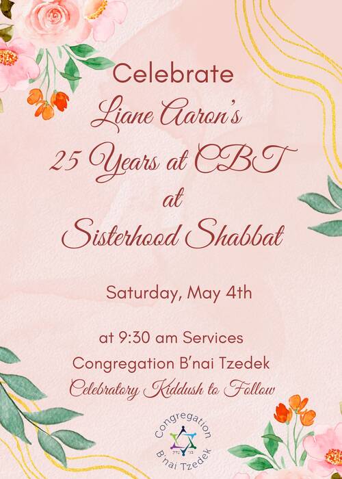 Banner Image for Liane Aaron 25 Year Celebration & Sisterhood Shabbat